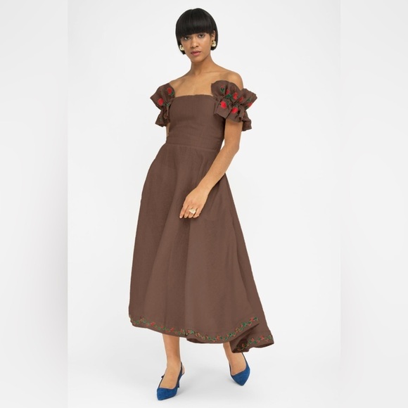 Fanm Mon Dresses & Skirts - FANM MON Alanya DressElegant Brown Ruffle Dress